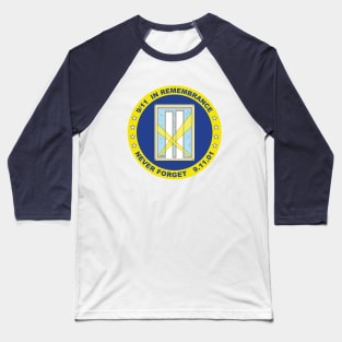 9/11 in Remembrance,  Never Forget, 9.11.01 in Dark Blue and Yellow Baseball T-Shirt